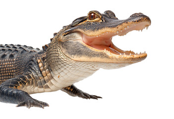 Fototapeta premium Powerful American Alligator Roaring with Open Mouth isolated on a transparent background