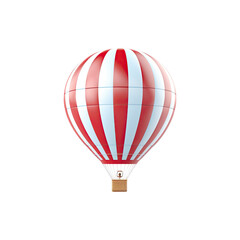 Fototapeta premium Colorful hot air balloon with vertical stripes flying in sky isolated on white background