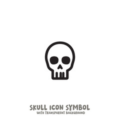 Black and White Skull Icon Symbol Vector Image Illustration Minimalist Design Graphic Art