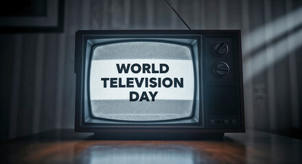 Vintage Television Displaying World Television Day for Media Awareness, Cultural Celebrations, Social Media Posts, and Educational Content on Communication and Technology