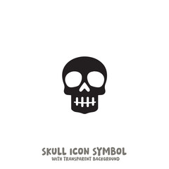 Black and White Skull Icon Symbol Vector Image Illustration Minimalist Design Graphic Art