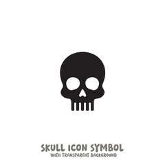 Black and White Skull Icon Symbol Vector Image Illustration Minimalist Design Graphic Art
