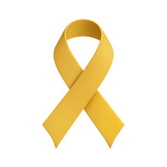 Bright yellow awareness ribbon isolated on a transparent background