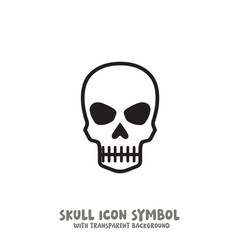 Black and White Skull Icon Symbol Vector Image Illustration Minimalist Design Graphic Art