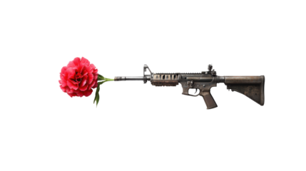 Carnation Revolution Symbol - Rifle and Flower on a transparent background