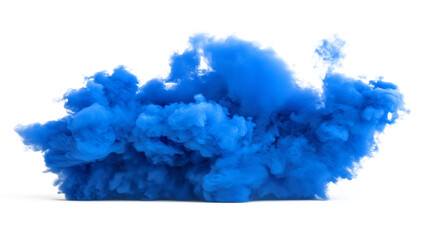 Blue smoke cloud isolated on white background, png