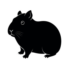 Guinea Pig Black Silhouette Vector on White Background