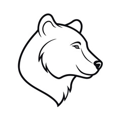 Outline of Bear Head Side View Vector on White