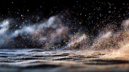 Abstract Sparkling Dust and Particles on Dark Background