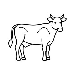 Outline of Cow Animal Silhouette Vector on White