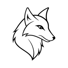 Outline of Fox Head Side View Vector on White