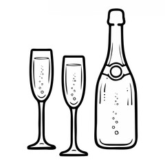 Bottle of champagne and two f...