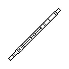 Outline of Flute Musical Instrument Vector on White