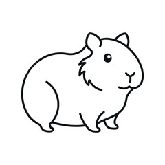 Outline of Guinea Pig Silhouette Vector on White