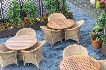 table and chairs in a garden