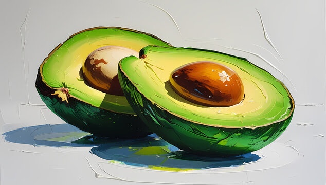 Avocado frisch halbiert auf heller Fl&auml;che