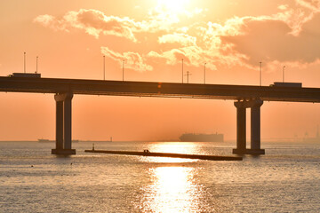 甲子園浜の夕景