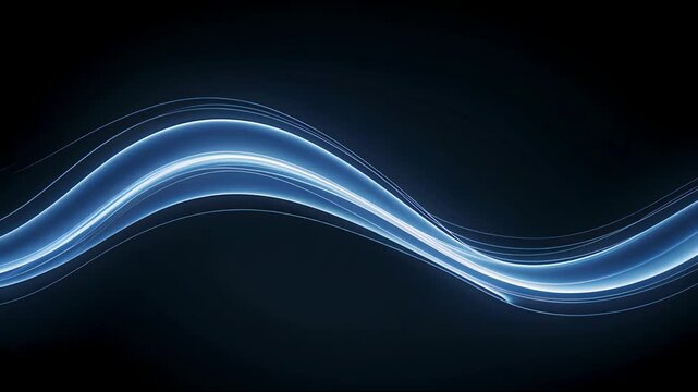 Electrifying Fluidity: A vibrant display of energy visualized as a glowing blue wave against a sleek, dark backdrop. conveying the dynamism and interconnectedness of our digital age. 