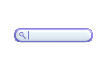 Search bar isolated on white background. Top view. 3d render
