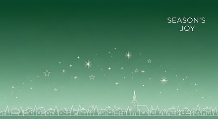 Season's Joy with starry night sky over quaint village for festive holiday celebrations