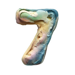 Pastel Rainbow Number Seven Dessert on Transparent Background
