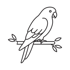 Minimalist parrot perched on branch, modern line art illustration