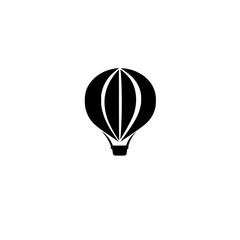 Obraz premium Elegant black-and-white silhouette of a hot air balloon in minimalist design showcasing flight above the landscape