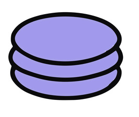 Minimalist icon of stacked purple ovals, data concept.