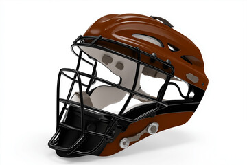 3D realistic rendering of professional baseball catcher’s mask with detailed cage design, Modern isolated on white background