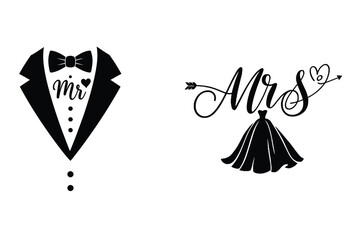 Mr and Mrs Wedding Vector