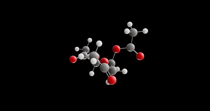 Triacetin molecule, rotating 3D model of e1518, looped video on a black background
