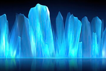 Glowing, vibrant blue ice formations