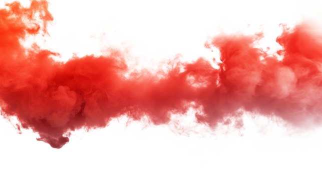 Red smoke cloud creating an artistic and dramatic effect isolated on white background for creative projects and design purposes