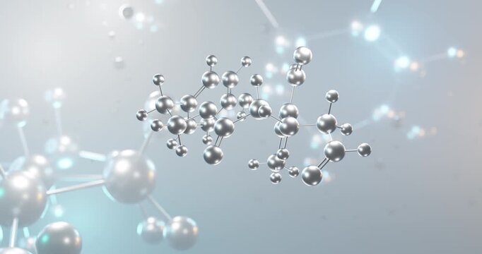 Oleocanthal rotating 3d molecule, molecular structure of anti-inflammatory agents seamless video