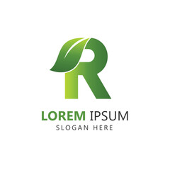 Letter R Leaf Logo Template for Branding