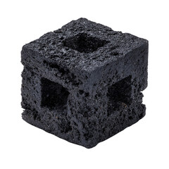 Dark Grey Textured Cube on Transparent Background