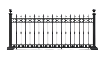 Elegant Black Powder Coated Aluminum Metal Fence with Circular Details