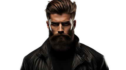 Portrait of man with beard isolated on white background