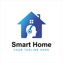 Smart Home Technology with Headset Silhouette