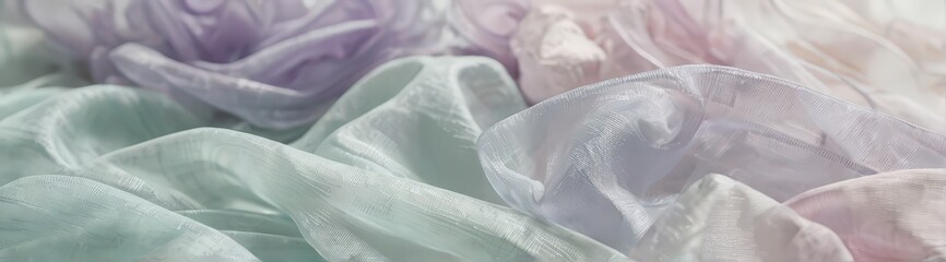 Crinkled Pastel Organza Fabric Close-Up