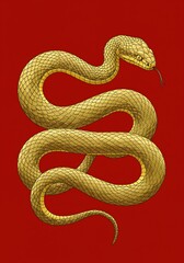 Obraz premium Golden Serpent: Intricate Linework Illustration