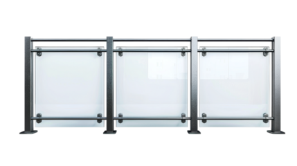 Modern frosted glass fence panels with sleek steel frame design