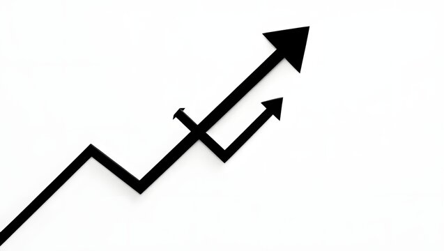 black arrow graph moving up direction