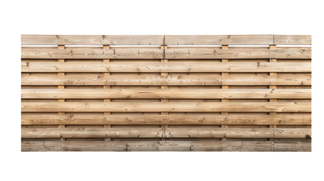 Modern Minimalist Light Wooden Slat Fence Panel with Horizontal Planks