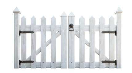 Classic white picket fence with a charming small double gate.