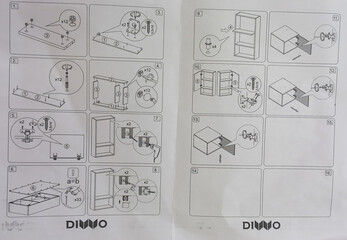 Assembly instructions for furniture with step-by-step diagrams  