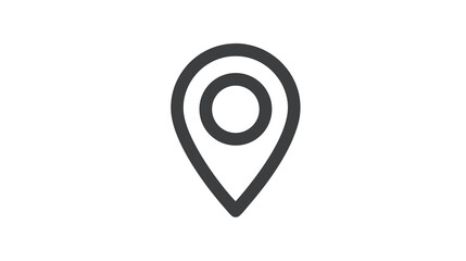 Minimal Black and White Location Pin Icon with Concentric Circles, Clean Line Art for Maps, Ui, and Branding
