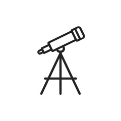 Minimal Black and White Telescope on Tripod Icon for Astronomy, Science Education, and Creative Design