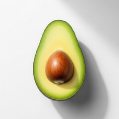 Halved Avocado with Seed on White Background