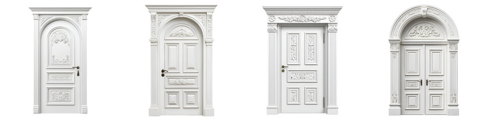 Naklejka premium Elegant White Doors Set: Architectural Elements for Design Projects